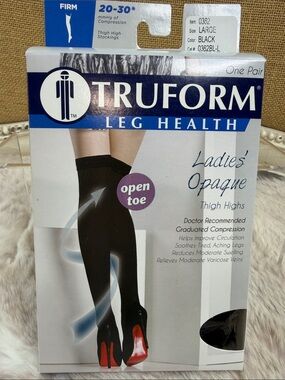 TRUFORM | Ladies' Opaque Thigh Highs - Black, Large, NWT